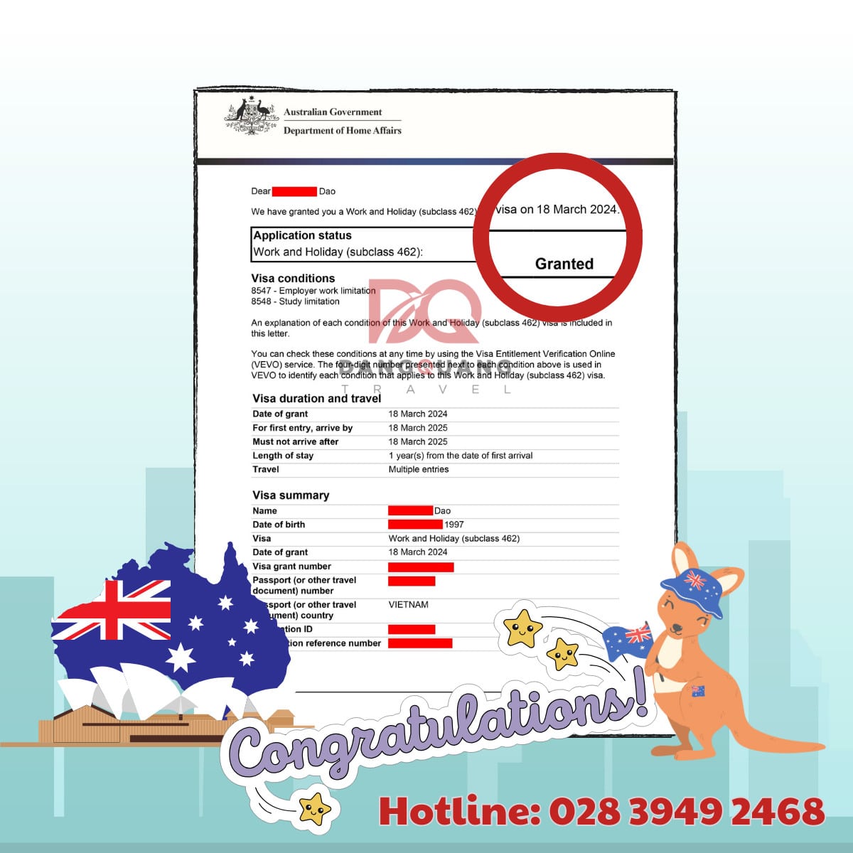 Nhận kết quả và thời hạn visa Úc 462