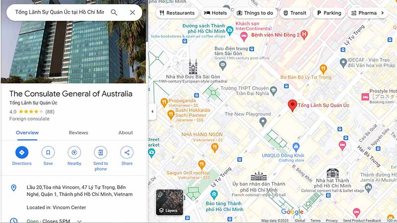 Hình ảnh google map tổng lãnh sự quán úc tại Hồ Chí Minh