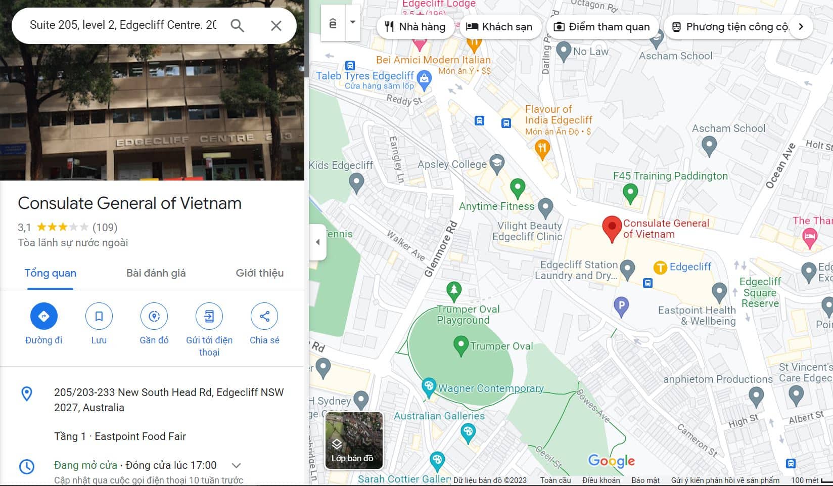 Hình ảnh Goole map Tổng lãnh sự quán Việt Nam tại Sydney