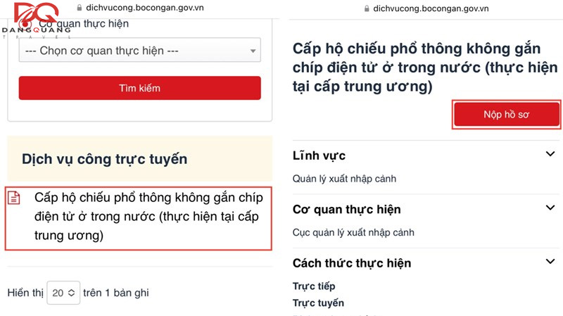 Làm hộ chiếu online